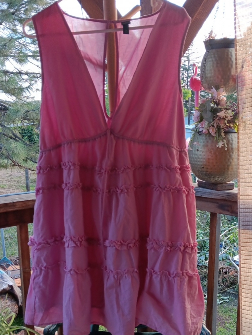 Womens Wild fable Pink Tiered Ruffle V-Neck Dress